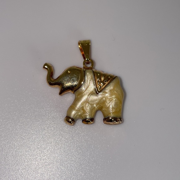 Lucky Elephant pendant charm for necklace or bracelet trunk up luck Vintage Gold - Picture 6 of 11